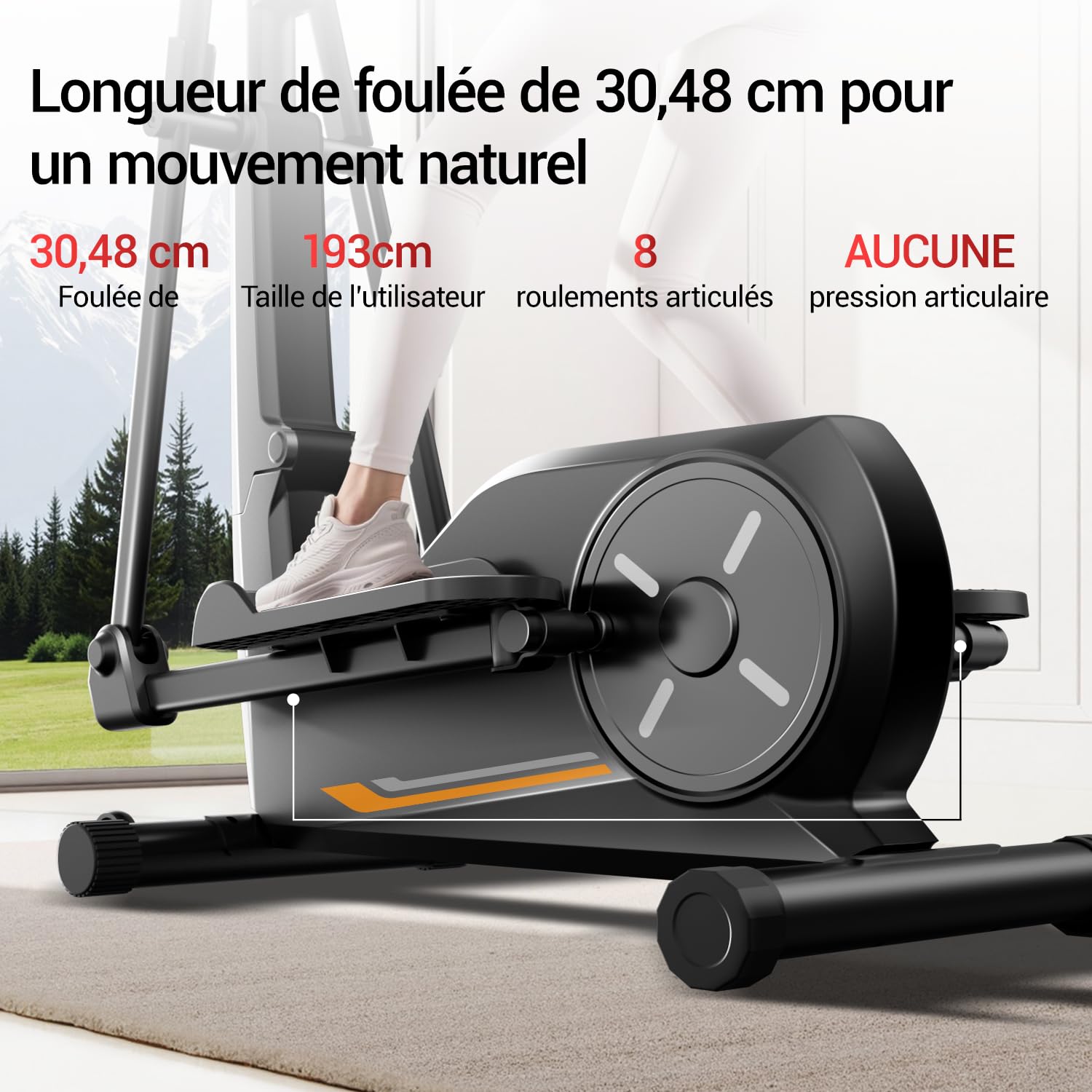 UMAY Velo ellittico appartamento,8 livelli di resistenza ellittica,Schermo LCD,Supporto per tablet, ellittiche Silenziatore domestico,149KG Portatore compatto Biciclette ellittiche