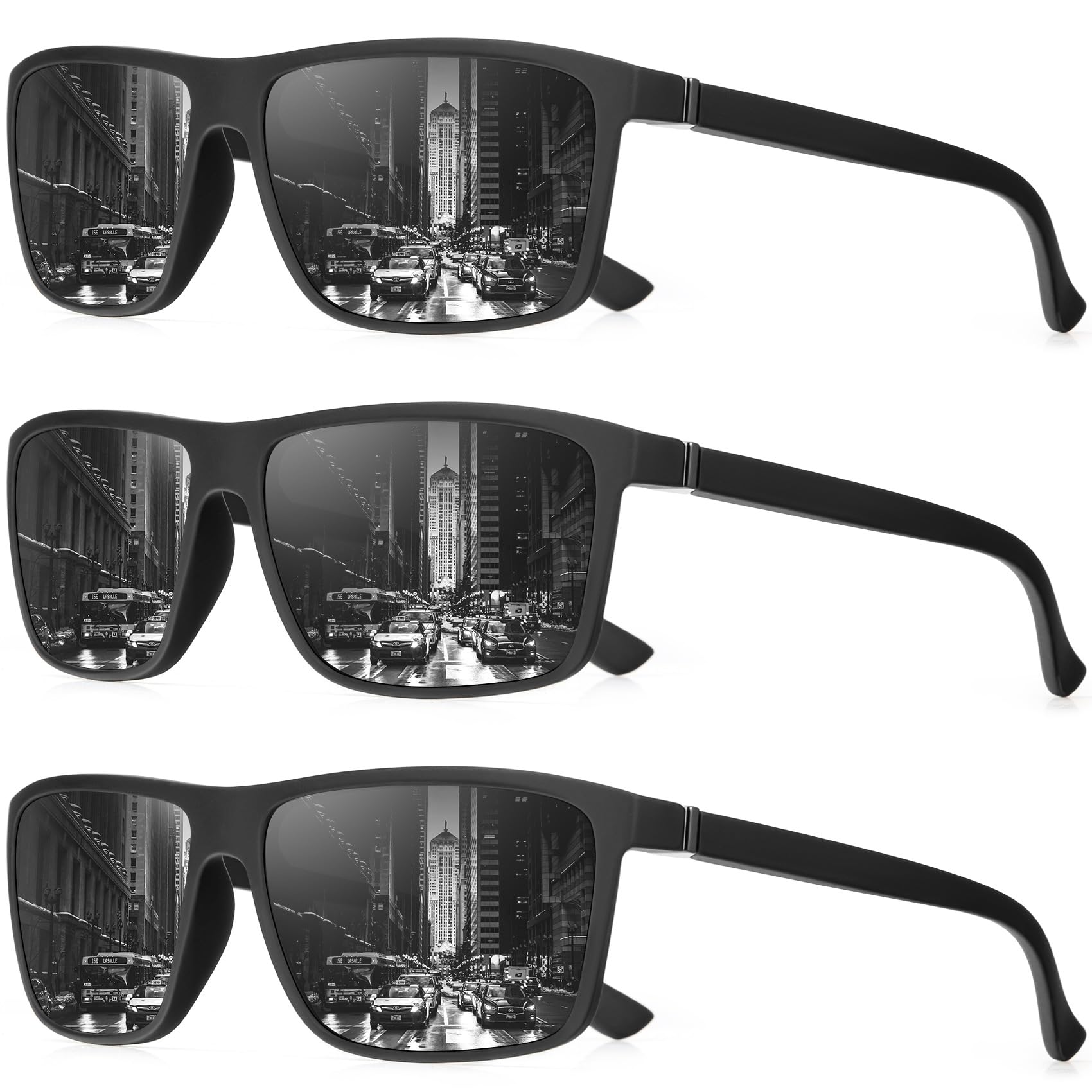 NSSIW Sunglasses Men Polarized Mens-Sunglasses: Classic Sun Glasses with UV400 Protection for Driving Fishing Golf 3 Packs