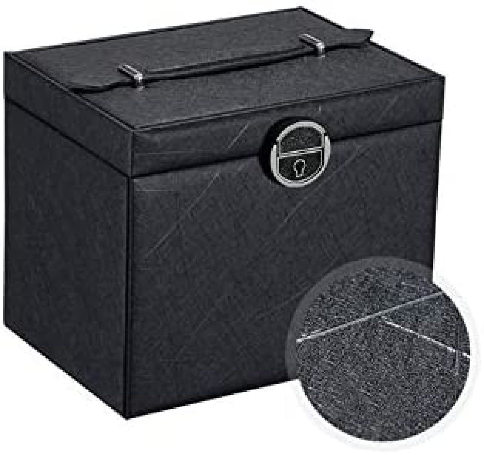 YNBSHGAA Large Girls Jewellery Case with Portable Casket, 5-Layers Jewellery Box with Mirror and Lock Jewelry Storage Box for Ring Watch Earring Bracelet for Women,Black,Black