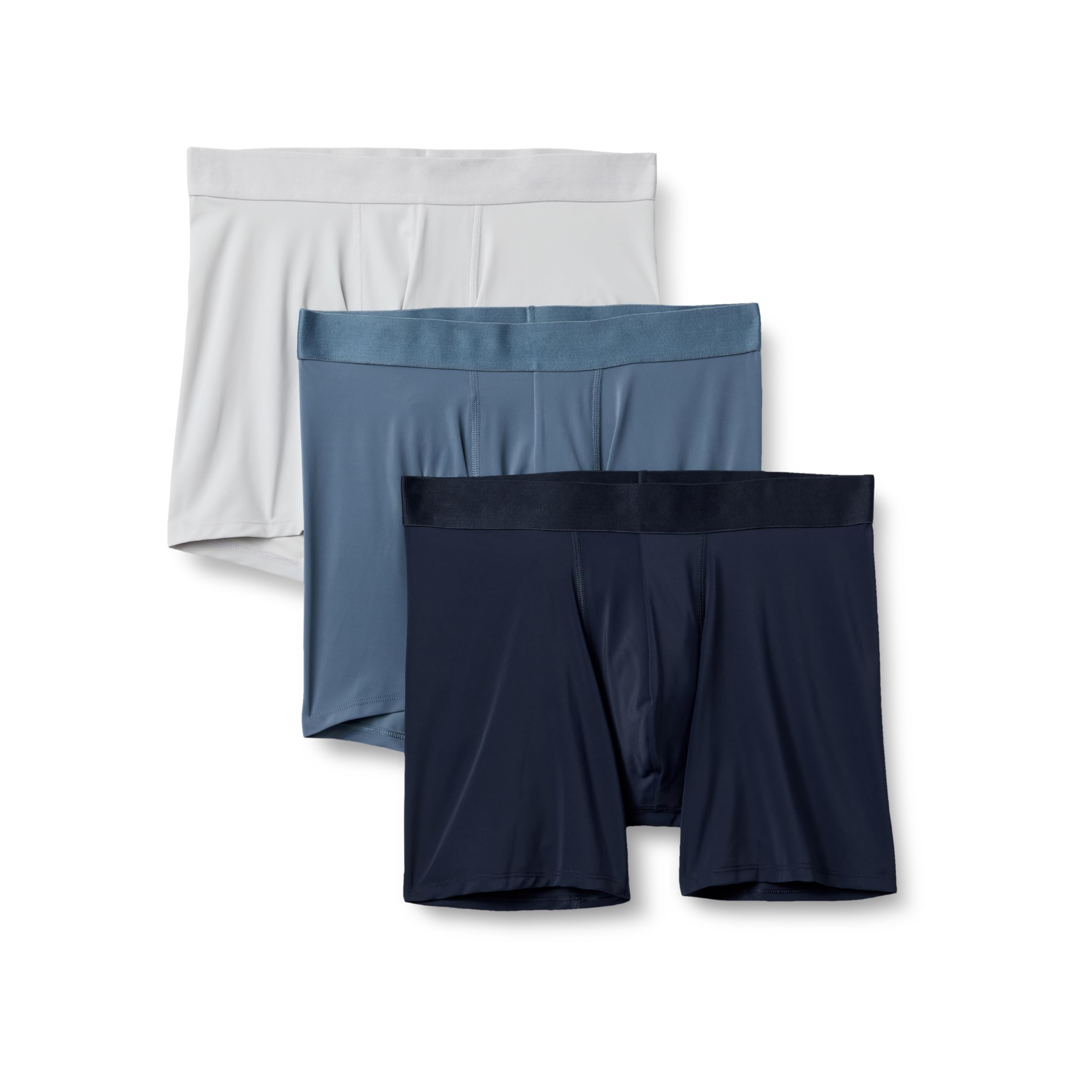 Amazon Essentials Men's Microfibre Boxer Shorts Underwear, Pack of 3, Blue/Light Grey/Navy Blue, XXS