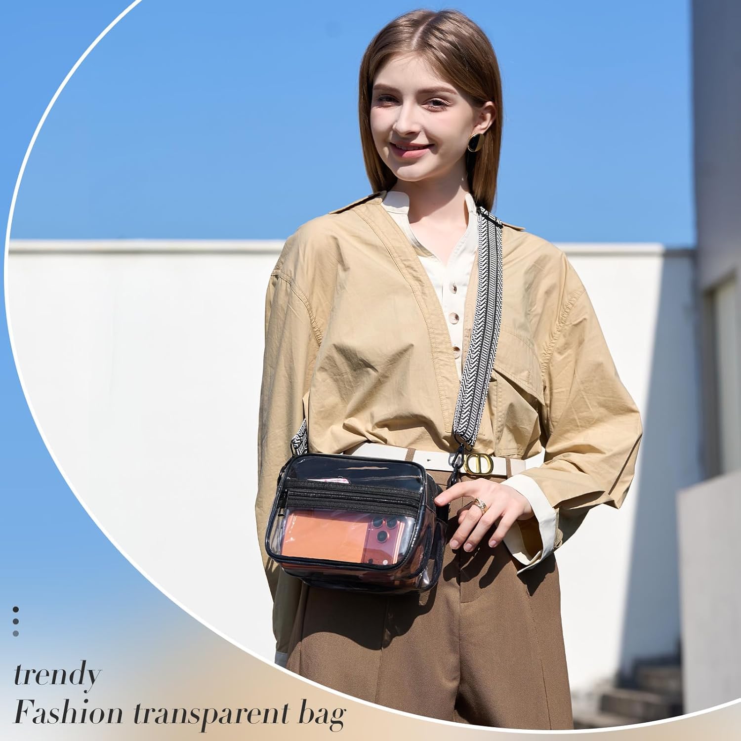 Clear Bag for Stadium Events, Clear Crossbody Bag Dual Main Pockets and Front Pocket for Concerts & Sports Events - Image 2