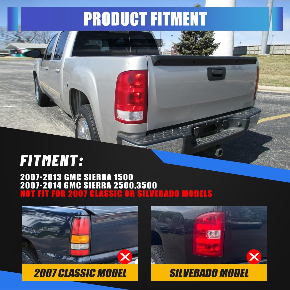 ALLGOOD Tail Light Assembly W/o Bulbs, Compatible With GMC Sierra 1500 2014-2018/Fit