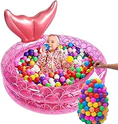 Piscina Com Bolinha Infantil Inflável Sereia Criança 85L (Piscina Sereia/ 100 Bolinhas Coloridas)
