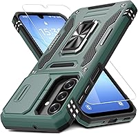 Vista 74 de DEERLAMN - Funda para Samsung Galaxy A15 5G con cubierta deslizante para la cámara + protector de pantalla (1 paquete), soporte giratorio con anillo