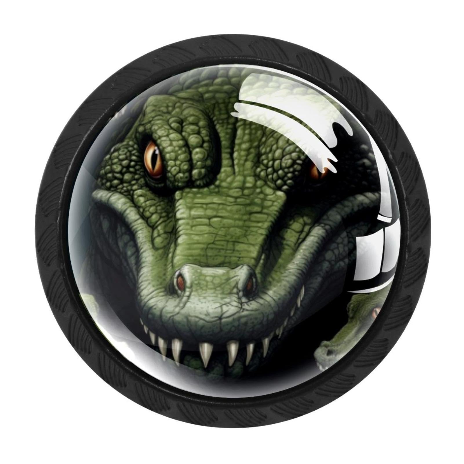 CHENZZZZ Crocodile Drawer Knobs 4 Pack Crystal Dresser Knobs 35mm Glass Cabinet Knobs for Home Office Bathroom