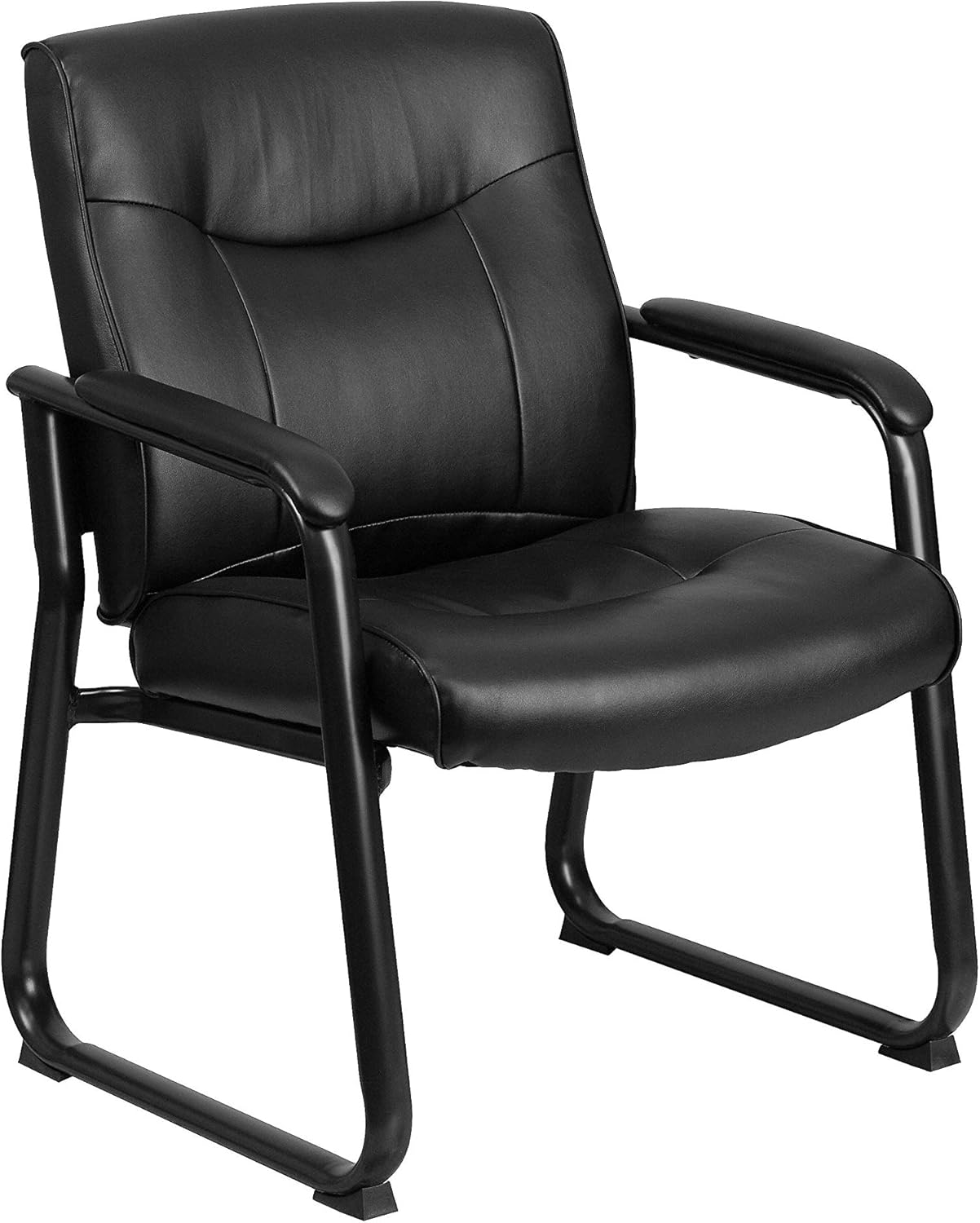 Flash Furniture Hercules Series Big & Tall LeatherSoft Executive Side Reception Chair, Padded Lobby Chair with 500-lb. Static Weight Capacity, Black : Office Products