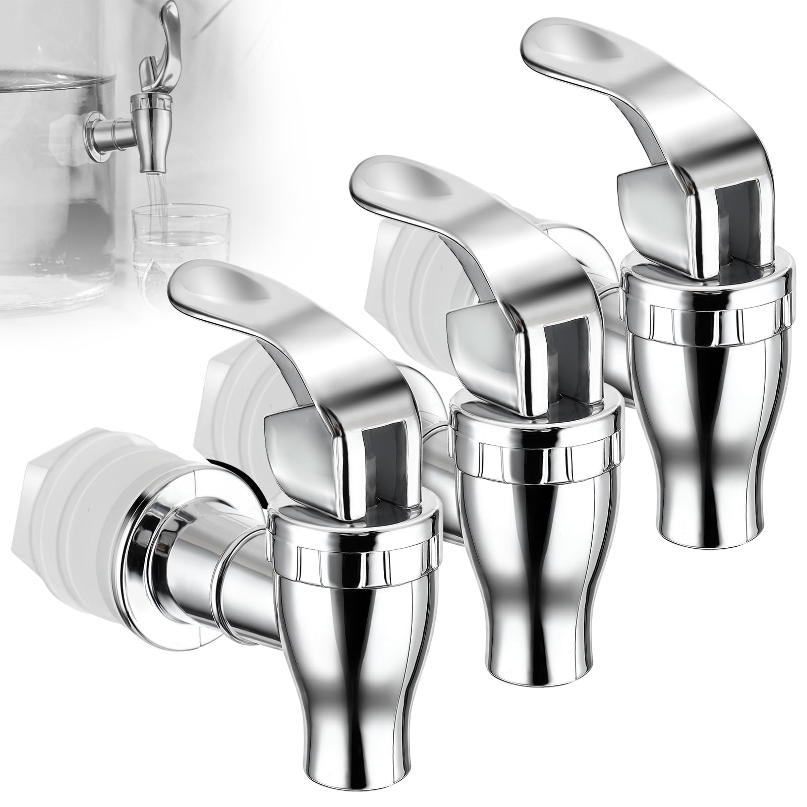 Prasacco Spigot for Beverage Dispenser, 3 Pcs Glass Drink Dispenser Spigot Glass Water Dispenser Spigot Replacement Beverage Dispenser Spout Brew Kettle Spigot Drink Bucket Tap Faucet