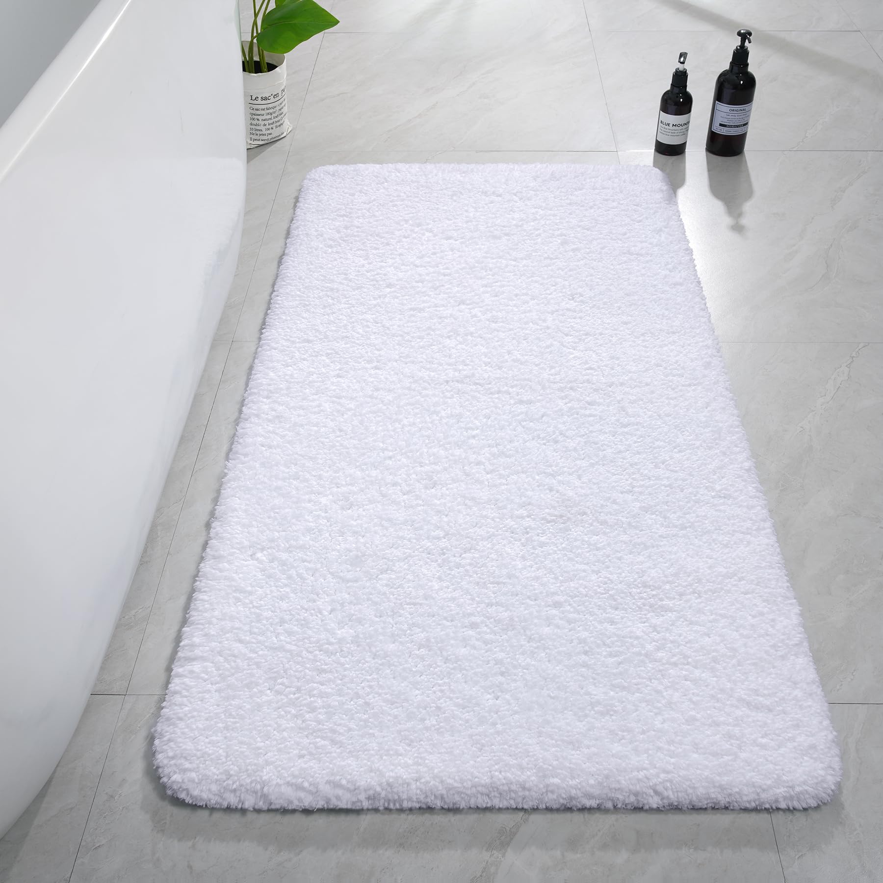AROGAN Luxury Long Bathroom Runner Rug, 24x48 Inch Thick Soft and Absorbent Microfiber Non Slip Bath Mat, Rubber Backing Quick Dry Rugs Carpets,