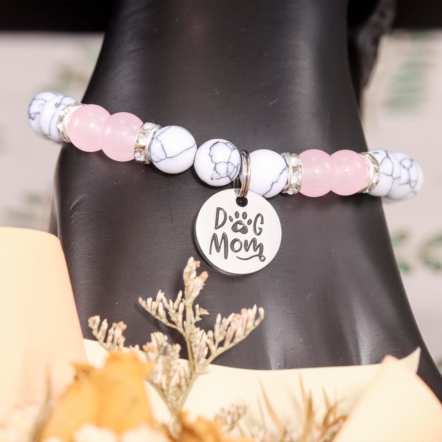 Dog Mom Bracelet for Women Beaded Natural Stone Mothers Day Jewelry from Doggie Mom Doggy Mommy Gifts - Image 7