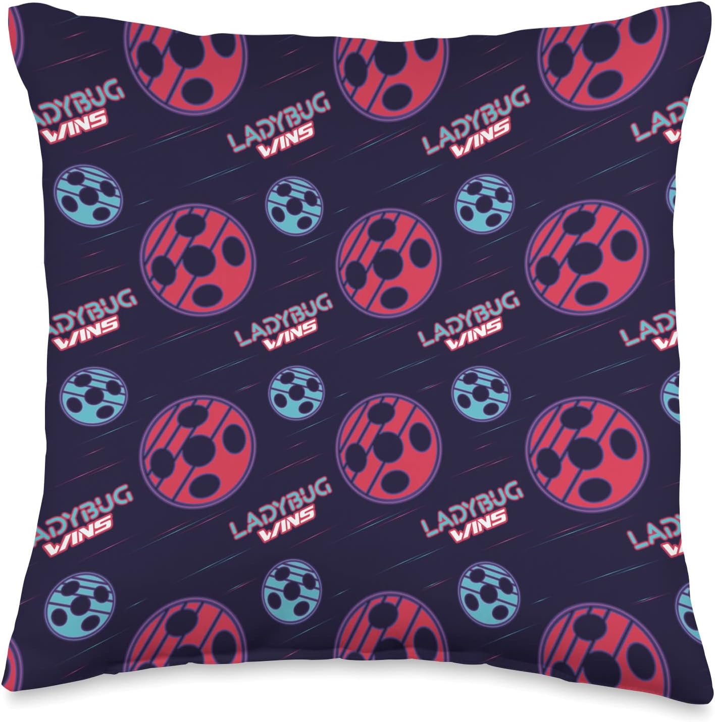 Miraculous Gamer Collection-Ladybug Wins Print Throw Pillow, 16x16, Multicolor