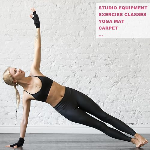 Miniatura 5 de Eurzom 2 pares de guantes de yoga antideslizantes para mujer, guantes de pilates sin dedos con agarres para yoga, fitness, entrenamiento, deportes,