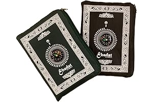 ABDEEZ Portable Travel Prayer Mats [Pack of 2] With Compass, Pockets, and Weights