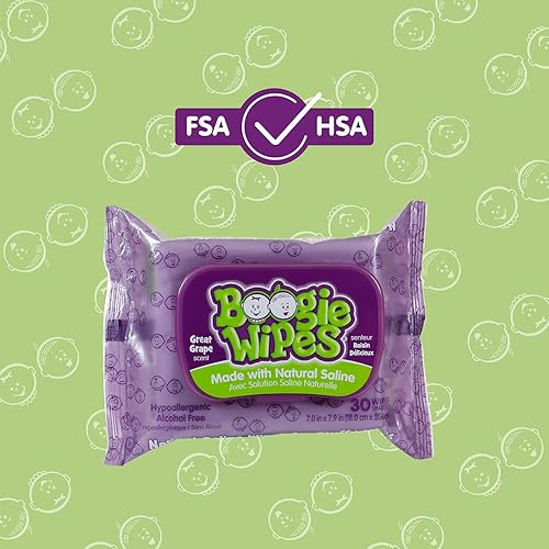 Miniatura 2 de Boogie Toallitas húmedas para bebé para cara manos cuerpo y nariz hechas con vitamina E aloe manzanilla y solución salina natural aroma a uva morado