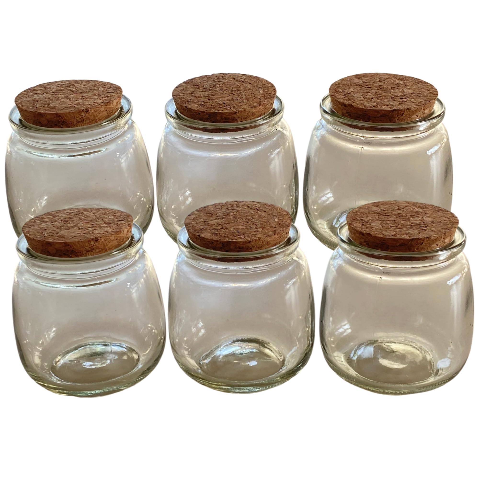 Planet Zero 6 x 300ml Glass Jars with Cork Lids - Pack of Six Reusable Small Glass Jars - For Home or Kitchen, Spices, Yogurt, Dessert, Pudding, Salt, Pepper, Candle Making, Food Storage, etc.