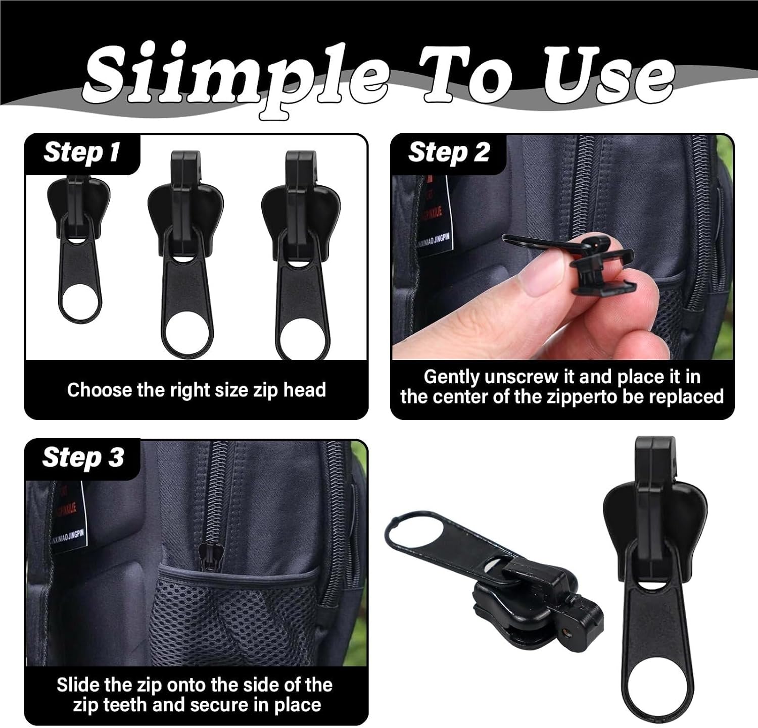 Zipper Replacement 12pcs Universal Fix Repair Multifunctional Replacement Zipper for Luggage Bags and Jackets(Coffee)