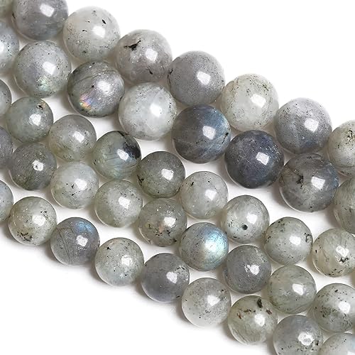 30 cuentas de larvikita de labradorita gris de piedra natural de 0.472 pulgadas para hacer joyas, bricolaje, pulseras, energía de cristal curativo