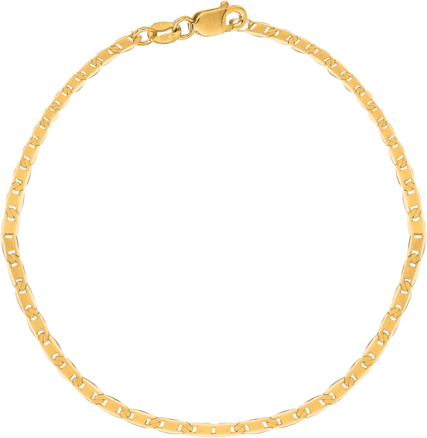 Ritastephens 10k Yellow Gold Mariner Link Foot Chain Anklet, Bracelet, or Chain Necklace (2.3mm)