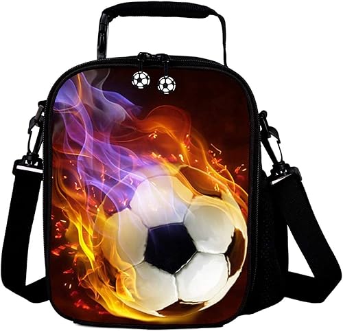 7-Mi Bolsa de almuerzo para niños, bolsa de almuerzo portátil reutilizable aislada para niños niños niños 3D fútbol almuerzo caja niñas lavable