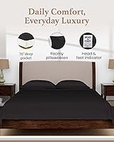 Vista 4 de Olympic - Juego de sábanas tamaño Queen, 100 % algodón egipcio, juego de sábanas de lujo de 600 hilos, 4 piezas, suave y transpirable, ajuste