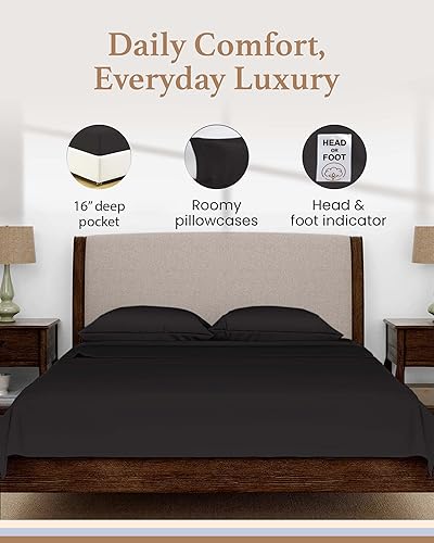 Miniatura 4 de Juego de sábanas cortas de 4 piezas, 100% algodón egipcio, ropa de cama suave de 600 hilos, fácil de lavar, funda de colchón de ajuste cómodo, 1