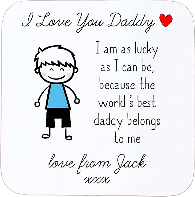 Personalised Sentimental Keepsake I Love You Daddy Wooden Drinks Coaster Mat Father's Day Birthday Gift from Son