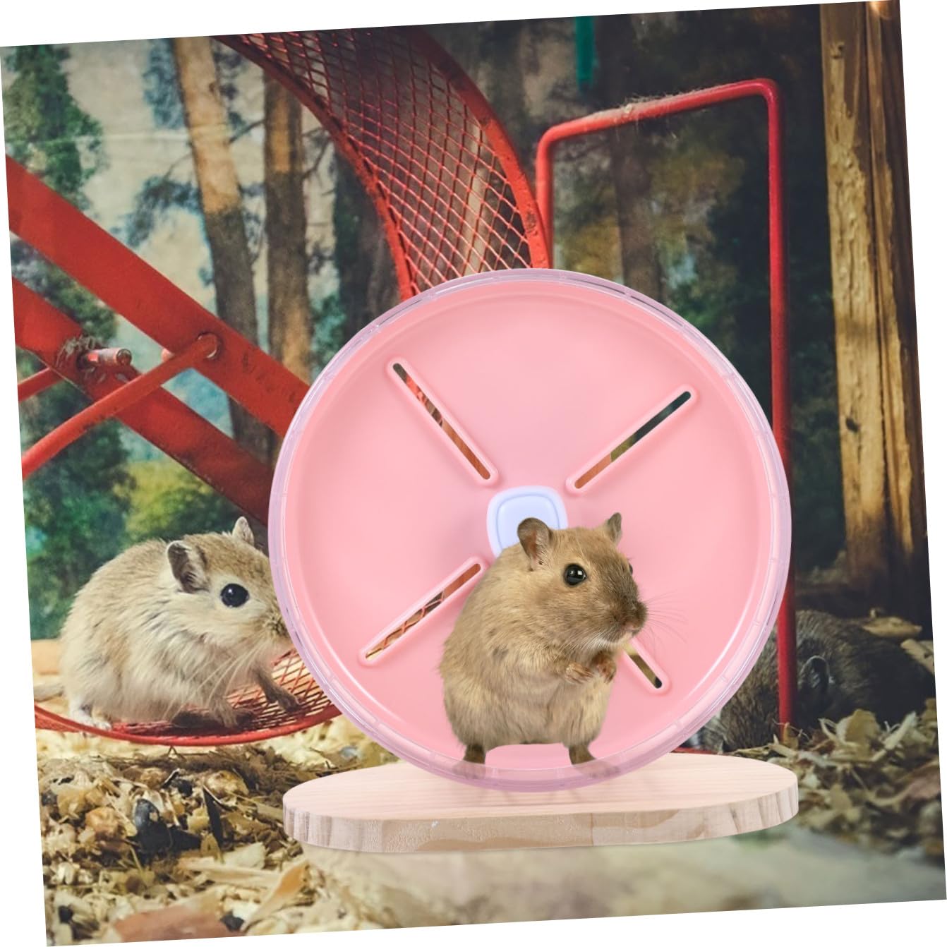 PRETYZOOM Geräuschloses Hamsterrad 20cm mit Holzständer für Hamster und Igel Kompaktes Laufrad für Käfig und Kleintierstall