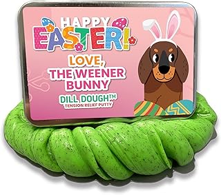 Happy Easter Weener Bunny Dill Dough - Adult Fidget Toy for Womens Gag Gifts - Easter Basket Filler Adults - Funny Dachshund Gifts for Wiener Dog Lovers
