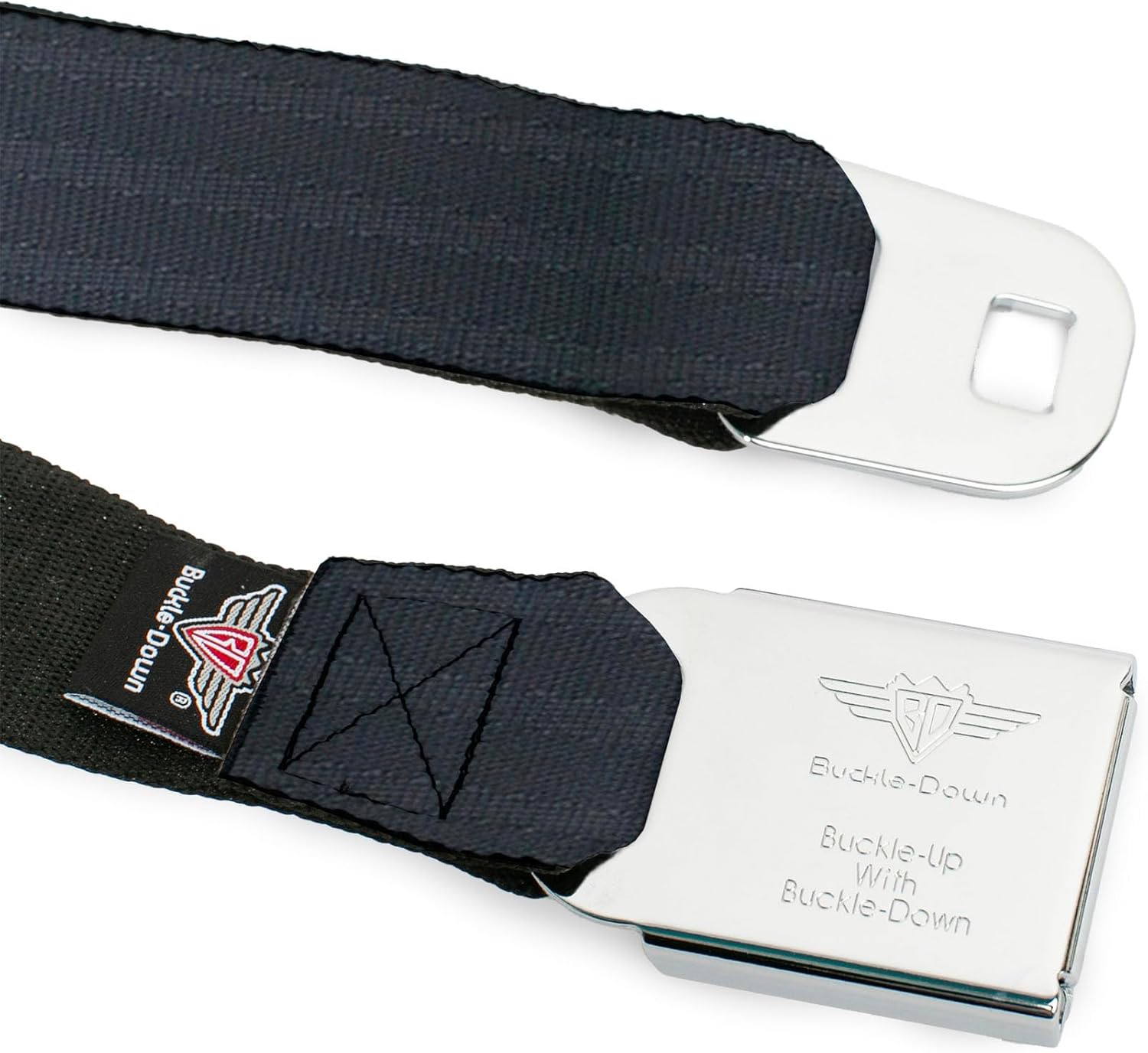 Buckle-Down Seatbelt Belt Reclaimed Black Panel, Mopar Blue, Adult XXL (44"-63")