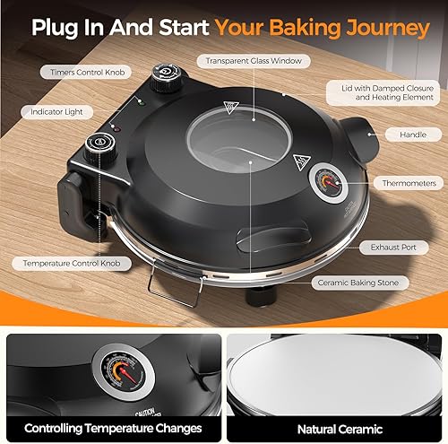 Miniatura 7 de CZP-12SWT - Horno de pizza portátil para interiores, encimera de 12 pulgadas, máquina para hacer pizza para el hogar, cocina de pizza