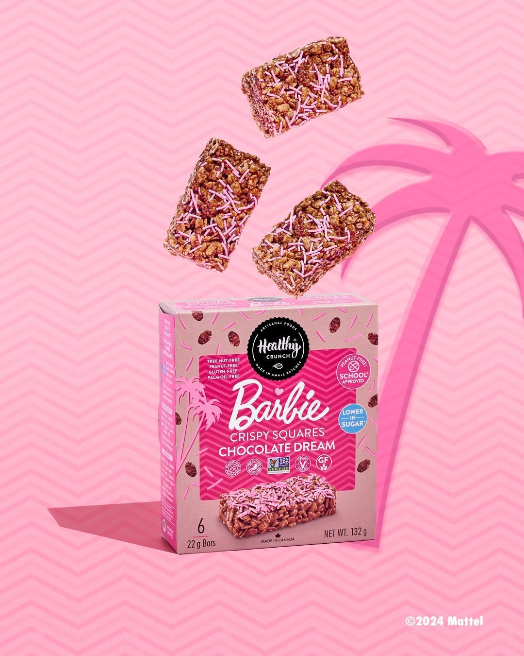Healthy Crunch Barbie Chocolate Dream Rice Crispy Squares (6 cartons x 132 grams) – Lower Sugar, Allergen-Free, School Approved Snack Bars, Gluten-Free, Peanut-Free, Tree Nut-Free, Vegan Treats for Kids & Families, Super Delicious Snack