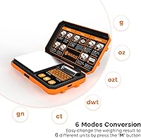 Vista 4 de MAXUS báscula digital de 500 g x 0,01 g con USB y alimentación por batería, báscula de bolsillo de precisión con peso de calibración de 50 g