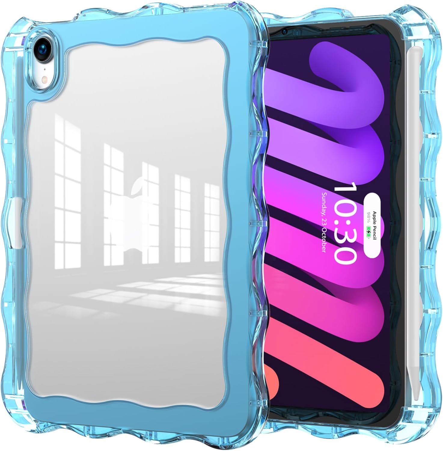 for iPad mini 7/6th Case,Wave Edge,Blue