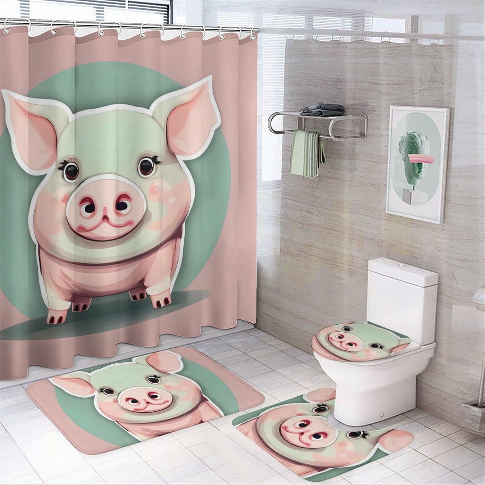Tapis de douche antidérapant pour sécuriser votre sol avec cet ensemble 4 pièces