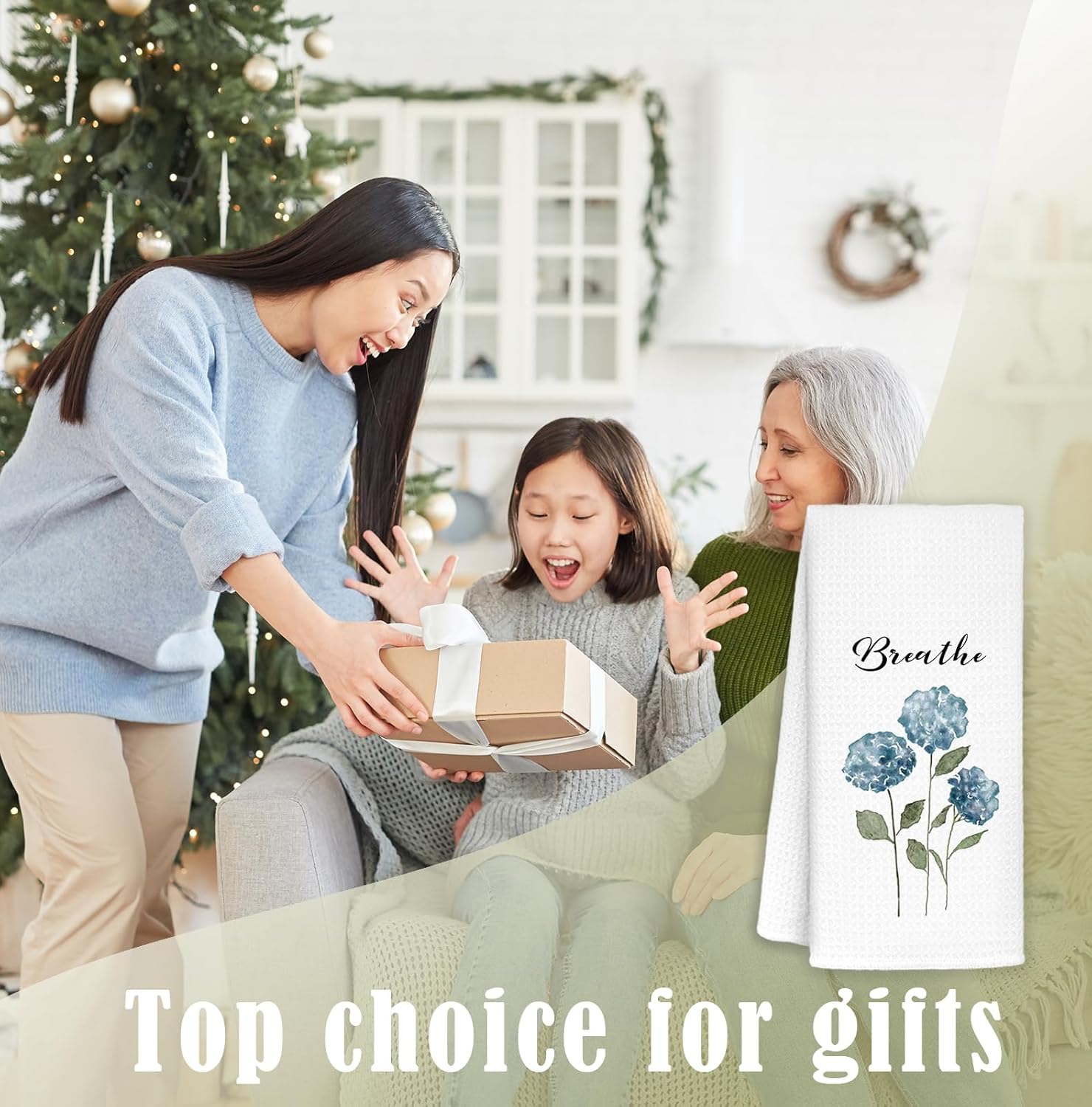 Spring Blue Hydrangea Decorative Hand Towels for Bathroom Washroom Set of 2, Spring Hydrangea Bathroom Decor, Flower Floral Hydrangeas Kitchen Towels, 16x24 Inch - Image 6