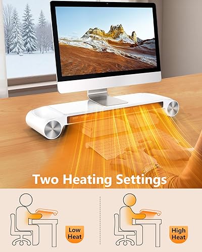 Miniatura 7 de Calentador de espacio de escritorio de 330 W, calentador de escritorio 2 en 1 y soporte para monitor con puerto de carga y espacio de