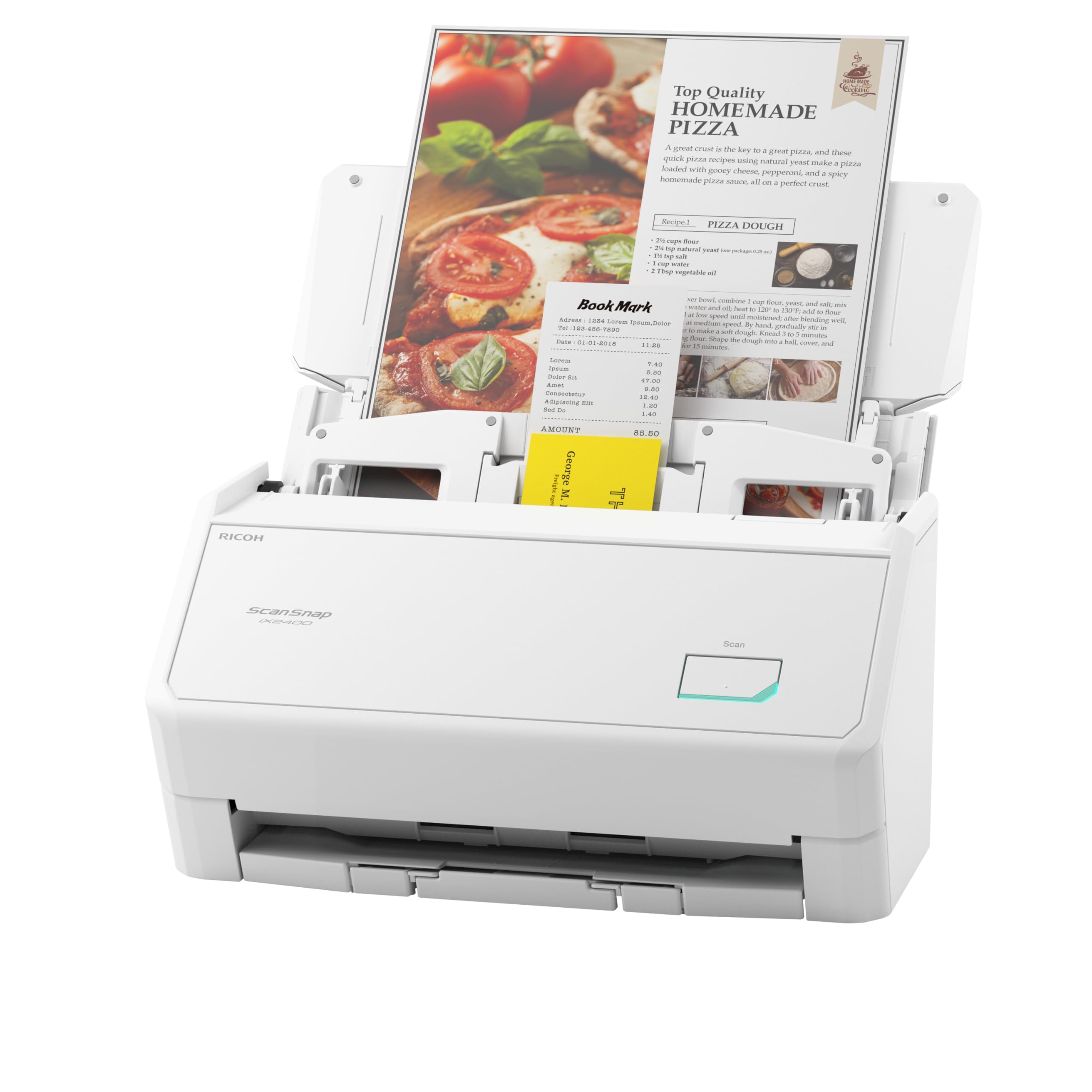ScanSnap iX2400 A4 Document Scanner (White) – Includes Kofax Power PDF 4.0 Software – 45ppm Duplex, Automatic Document Feeder, USB 3.2, High-Resolution Office Scanner