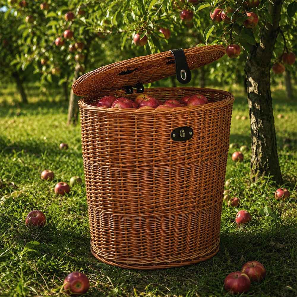 Gerla Zaino Vimini Grande con Coperchio e Tracolle 52x40 h51 Funghi