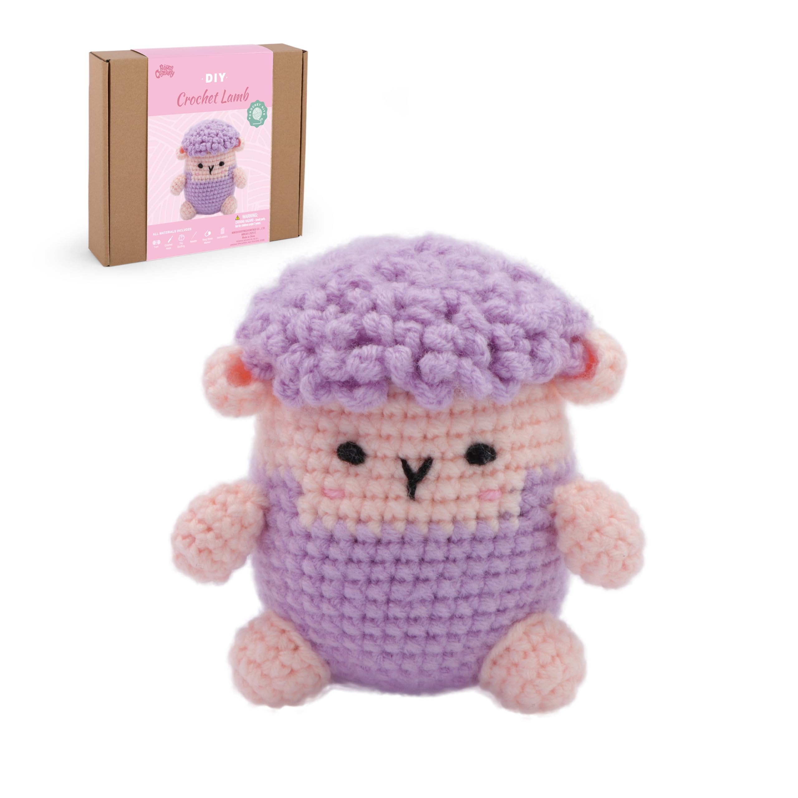 HOUSE CREATIVITY Crochet Kit for Beginners, Make a Fluffy Sheep, Amigurumi Crochet Kit with Video Tutorial, Complete Set with Yarn, Hook &amp; Stuffing, Cozy Stress Relief Gift for Adults &amp; Kids