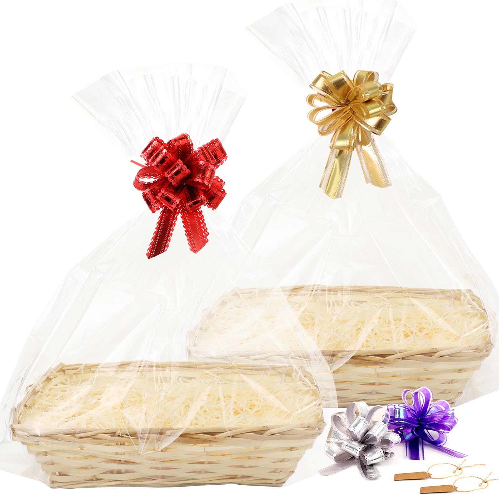 DIY Set of 2 40x30x10cm Hamper Basket Kit Make Your Own Gift Hamper Box for Christmas, Birthday, Wedding, Easter – Empty Gift Baskets for DIY Presents and Hampers