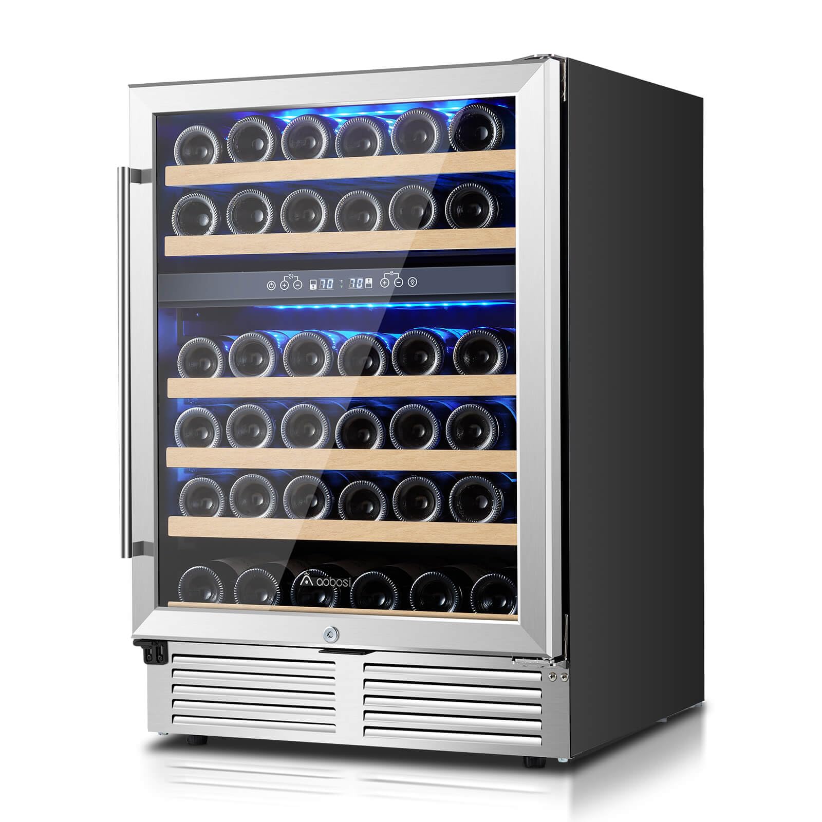 AAOBOSI Weinkühlschrank 145 Liter 41 Flaschen 2 Zonen 5-20°C LED