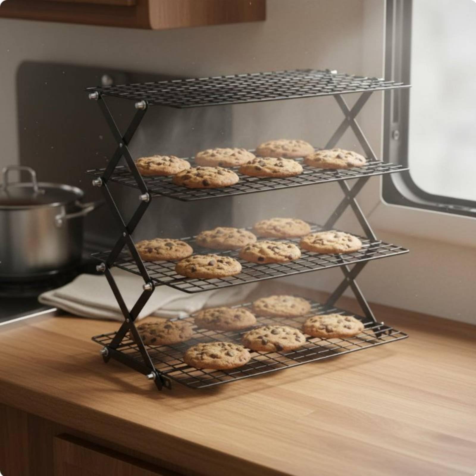 Rejilla Enfriadora de Multiusos de Acero Inoxidable sin Recubrimiento Apilable y Ajustable Pasteles Postres Adecuada adería Cocina Repostería Exterior, 5 Niveles