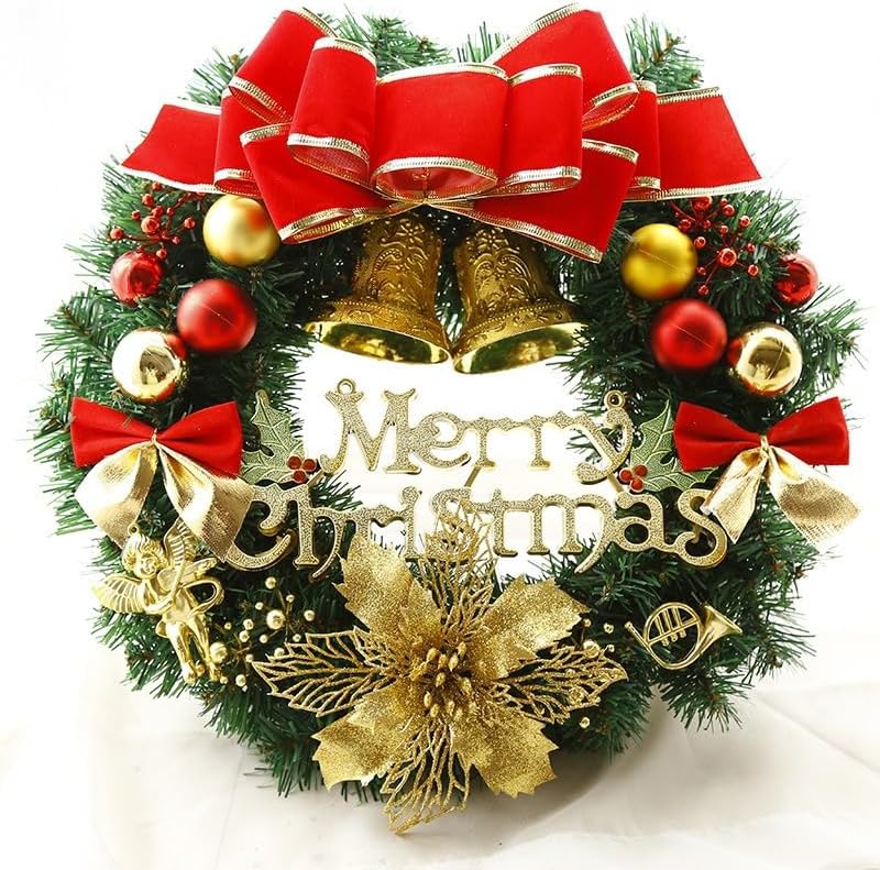 エレガントなクリスマスリース プラスチック クリスマスホリデー装飾 ドアや屋外での使用に クリスマスのお祝い、ホームデコレーション、