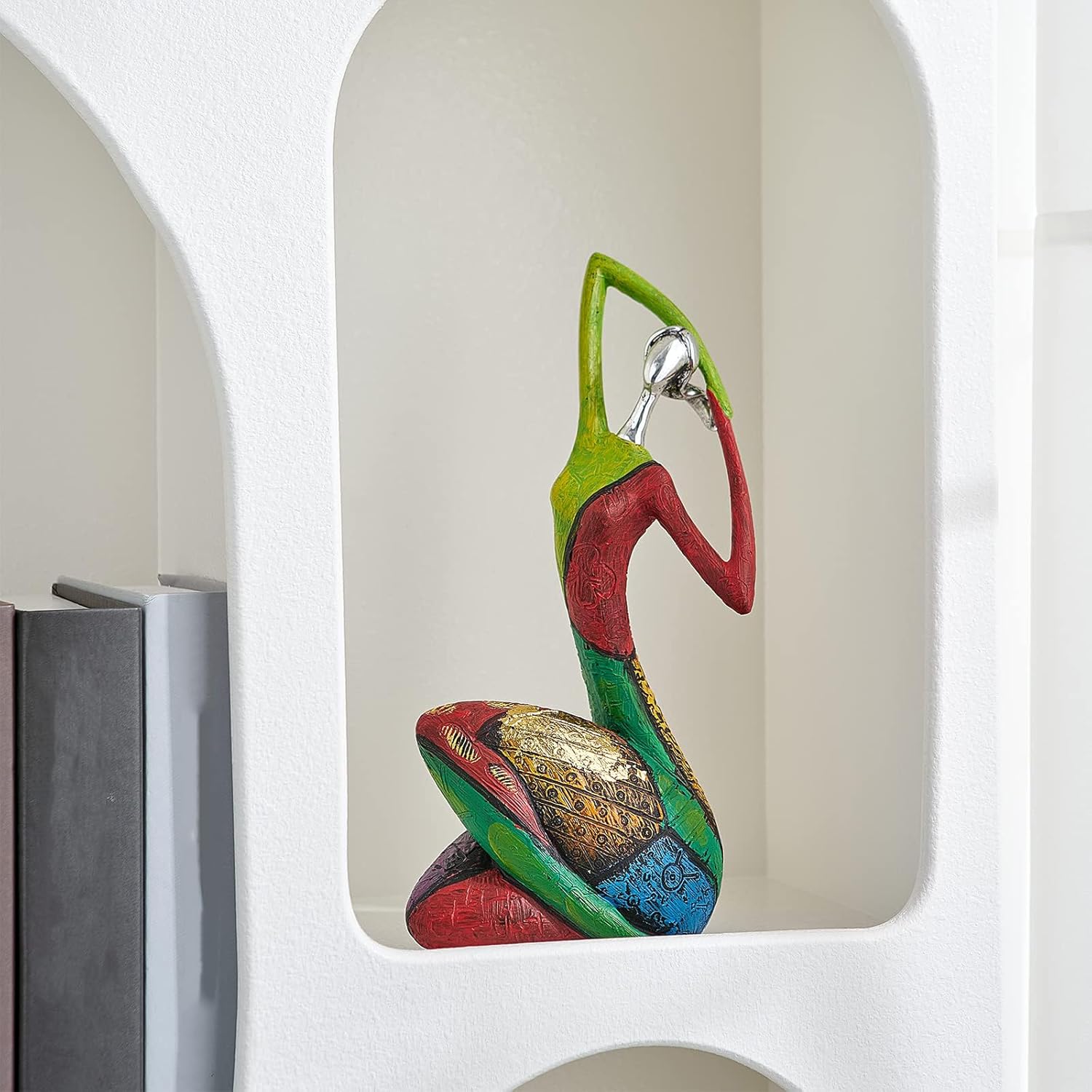 Octdays Art Yoga Female Sculpture Figurines, Abstract Woman Statue for Home Decor, Colorful Decorations for Living Room Shelf Office Cabinet Accents - B