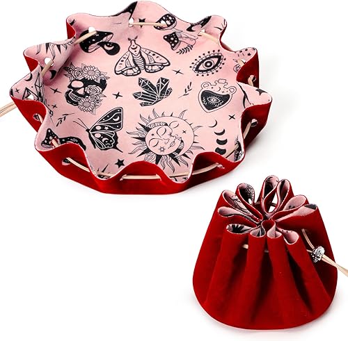 Miniatura 7 de Bolsa con cordón morado con cordón y bandeja de dados de fieltro DND, perfecta para jugadores de rol, jugadores de mesa, almacenamiento de