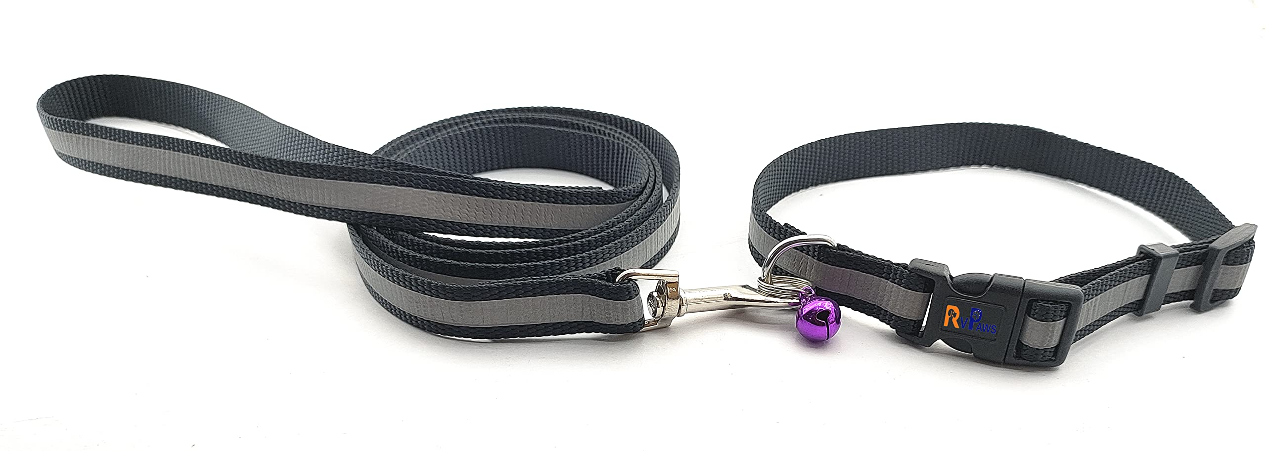 RvPaws Reflective Nylon 15MM Neck Collar Belt and Leash with Bell Set Ideal for Training/Walking Small Dogs and Puppies (Black) (B0CCVST7RW) Amazon Price History, Amazon Price Tracker