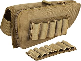 Buttstock Shell Holder, Tactical Shell Holder for Shotgun Rifle Cheek Rest Pouch，2-Way Double Zipper Utility Pouch