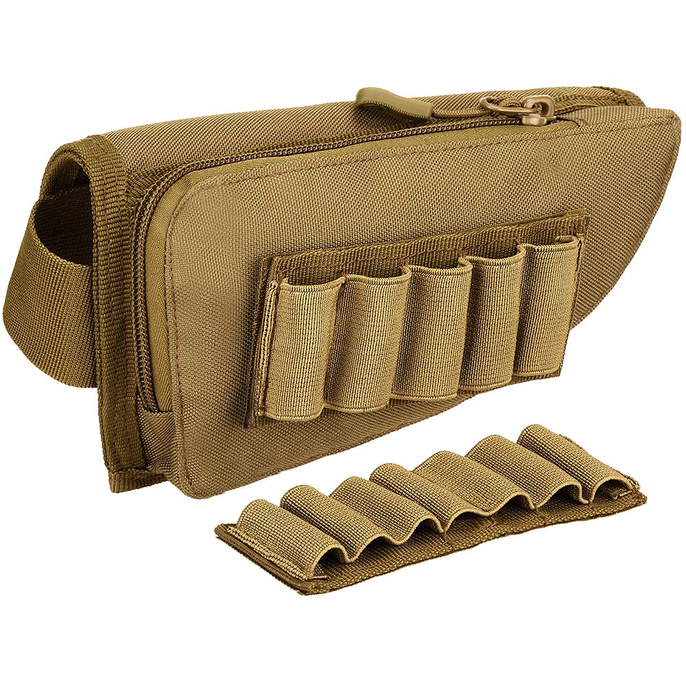 Buttstock Shell Holder, Tactical Shell Holder for Shotgun Rifle Cheek Rest Pouch，2-Way Double Zipper Utility Pouch