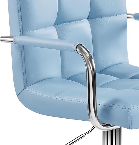 Miniatura 36 de Yaheetech Juego de 2 taburetes de bar ajustables de piel sintética, taburetes de mostrador modernos con respaldo y reposapiés, taburetes de bar