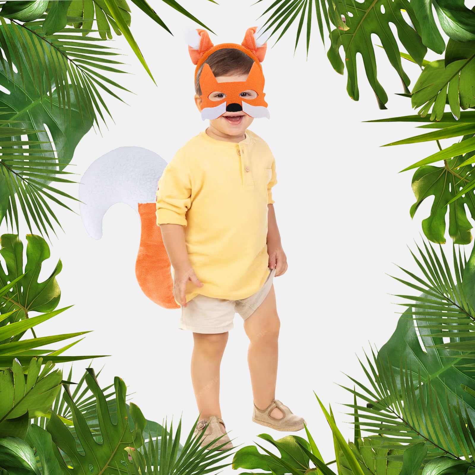 XEPST Zestaw kostiumowy z lisiem lisiem, lisie uszy i ogon, opaska na czoło, lisi ogon, maska, do kostiumu zwierzęcego, Cosplay, na przyjęcie urodzinowe, akcesoria na Halloween, kostium, akcesoria