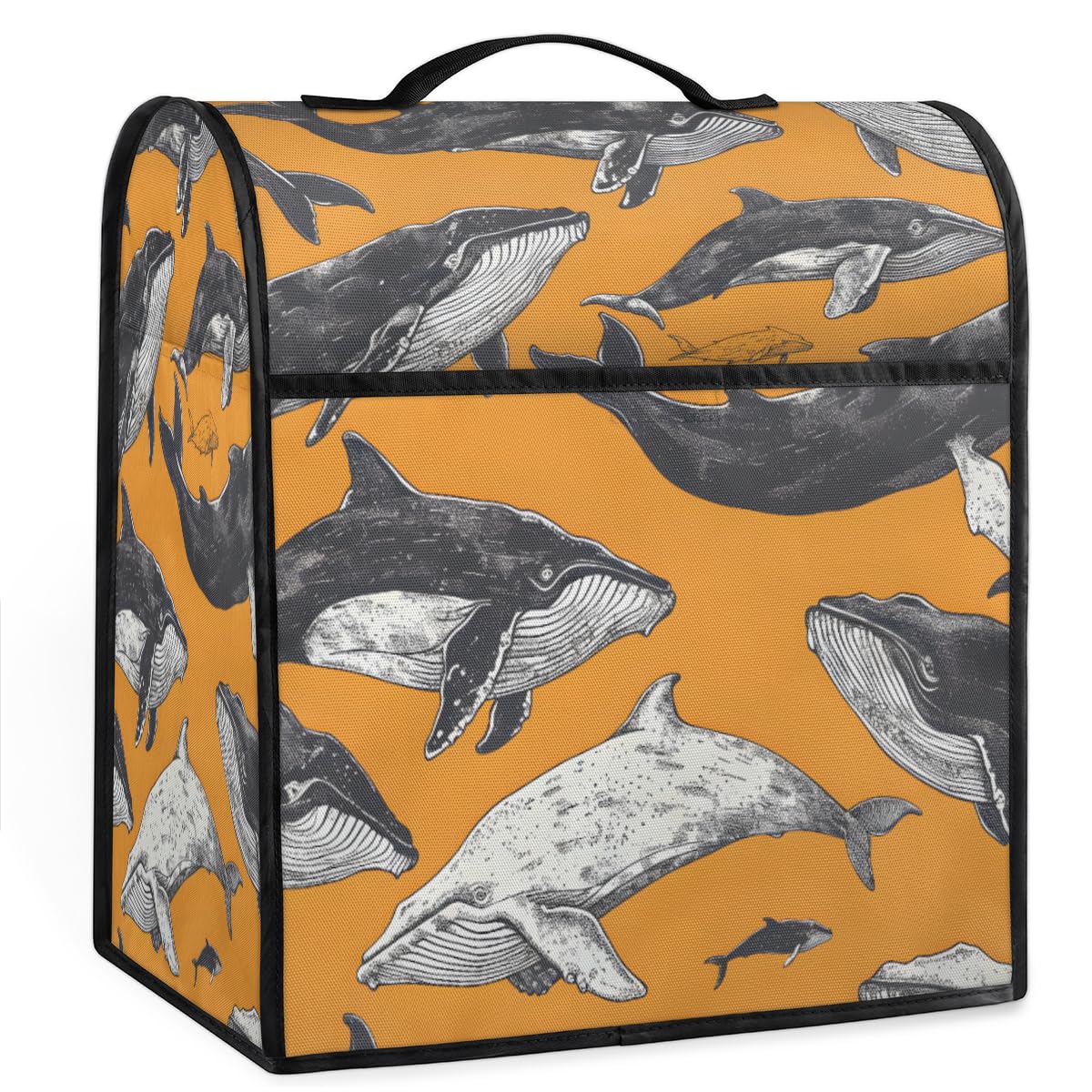 Coffee Maker Cover Ocean Animal Whale Kitchen Appliance Covers Small Appliance Covers Blender Cover Juicer Cover Dust Covers for Kitchen Appliances with Top Handle and Pockets,Washable,B51